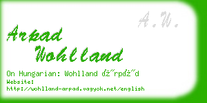 arpad wohlland business card